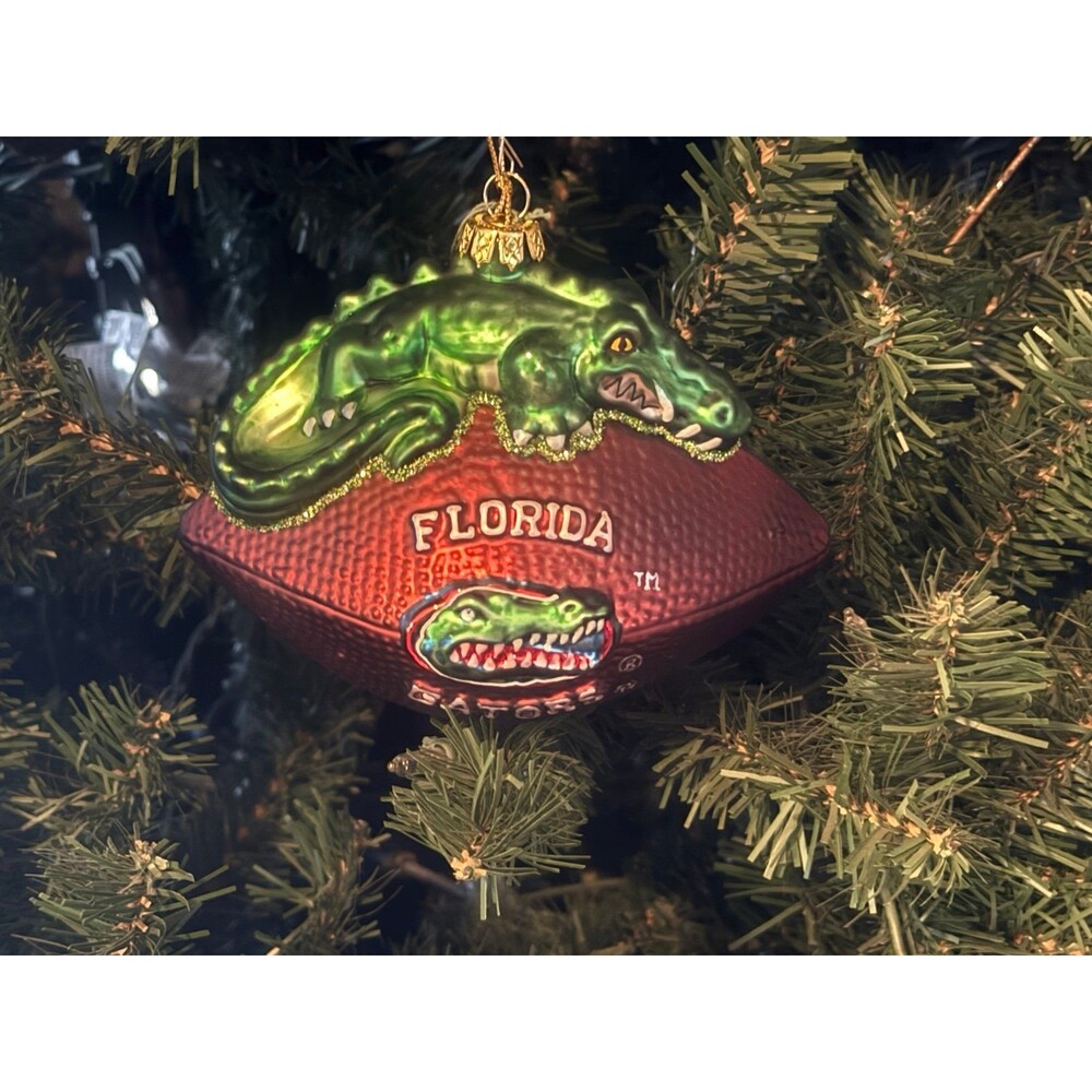 Florida Gators Blown Glass Football w/ Gator on Top